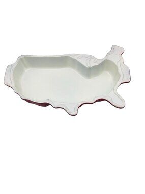 NordicWare Cake Pan Mold USA Outline Red Aluminum Enamel Unique Made in USA